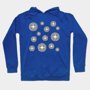 Twinkle Stars Black and White Pattern with Blue Background Hoodie